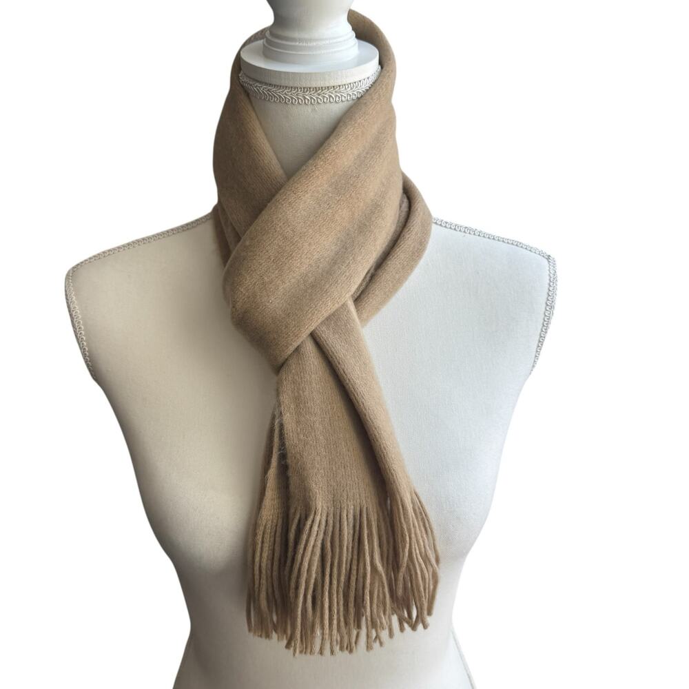 Vintage GAP Scarf Camel Tan Fringe Made in Japan